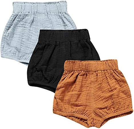 Cute 3-Pack Cotton Linen Bloomer Shorts for Baby