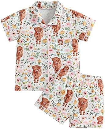 MAINESAKA 2Pcs Pajama Set with Cow Print