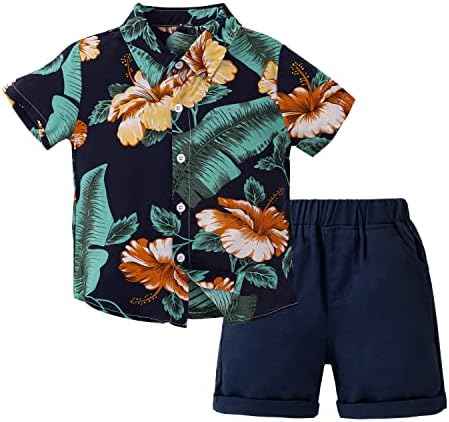 Chic toddler boys Hawaiian outfit set