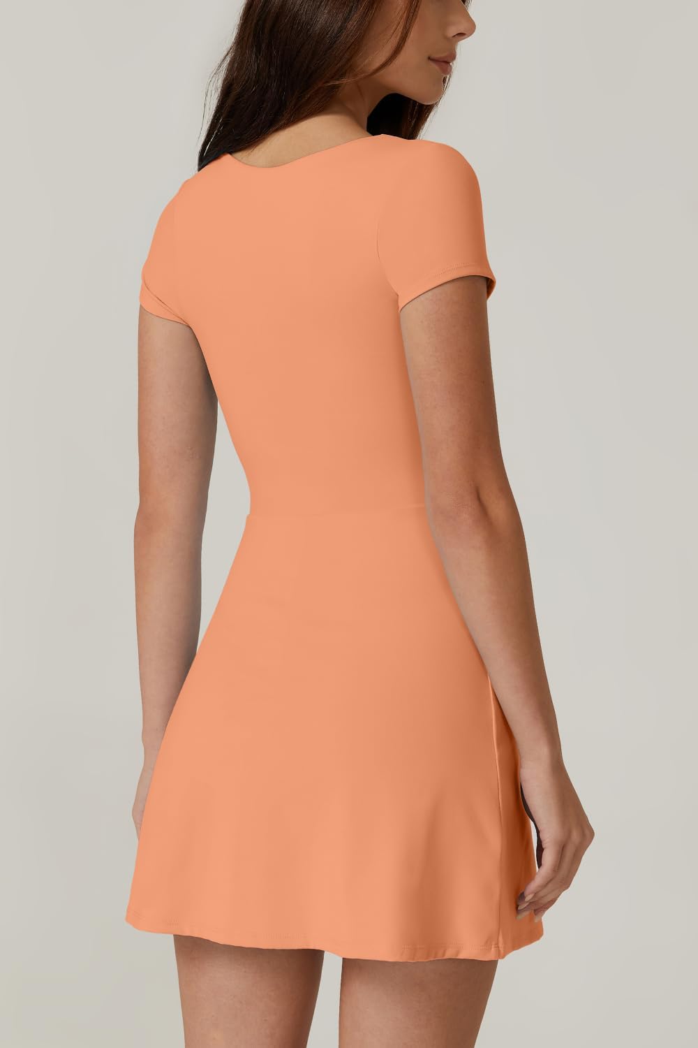 QINSEN Women Square Neck Tennis Dress with Pockets