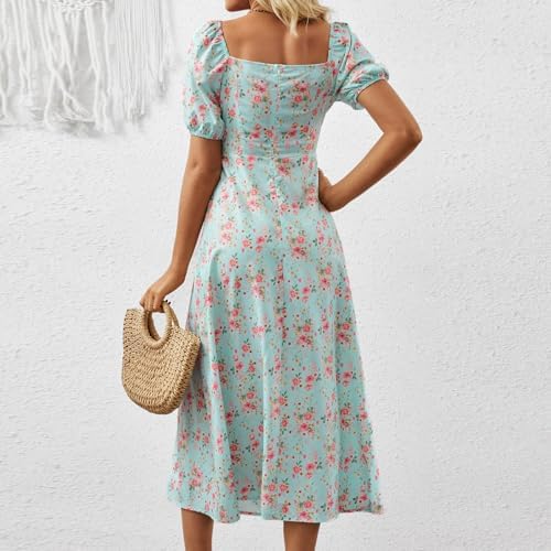 Floral Ruffle Puff Sleeve Dress