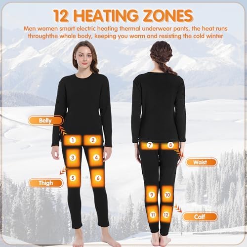 Electric Thermal Underwear with 12 Heating Zones