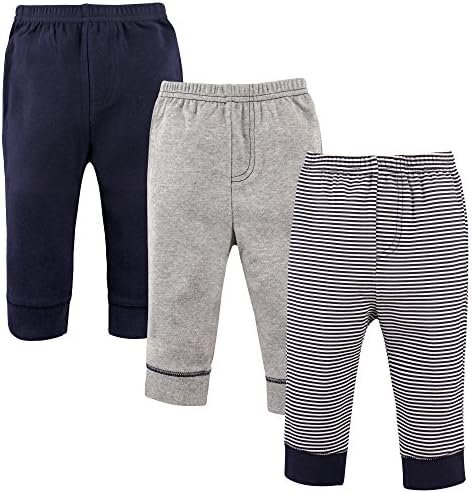 Luvable Friends Unisex 3-Pack Tapered Ankle Pants Navy Stripes 12-18 Months