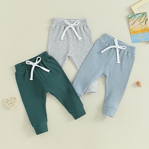 3-Piece Checked Solid Cargo Pant Set for Toddler Boys