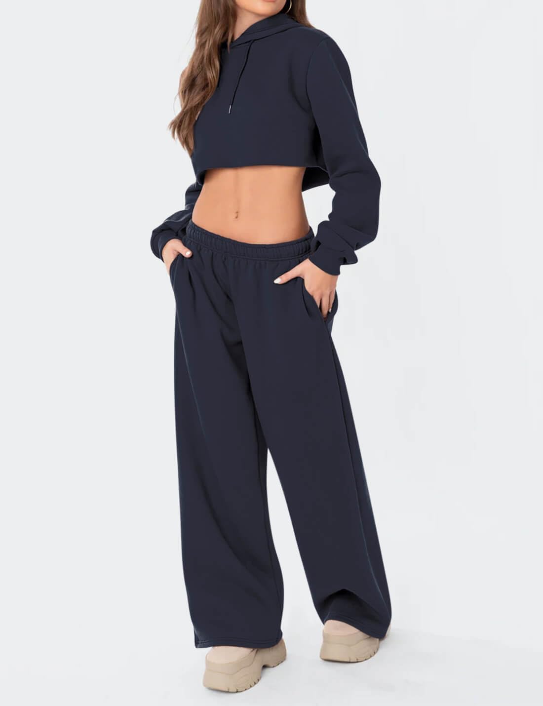 Warm Fleece-Lined Womens Pullover Sweatpants for Winter