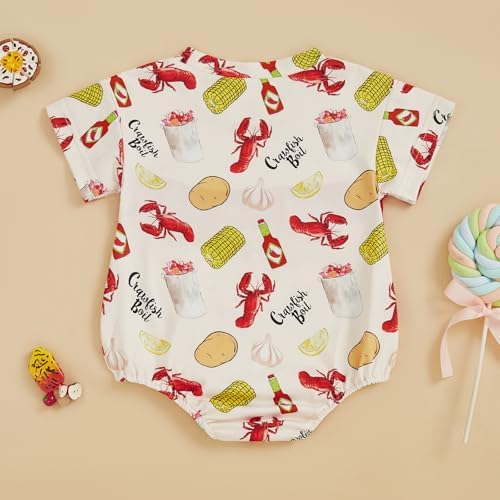 KMBANGI Crawfish Fiesta Romper Set for Babies 0-18months