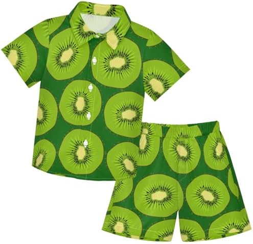 Visesunny Toddler Boys Short Sleeve Button Down Beach T-Shirt Set