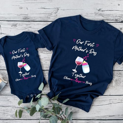 Personalized Mothers Day Milk Wine Gift Set for Mom and Baby