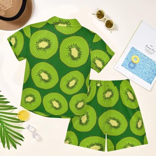 Visesunny Toddler Boys Short Sleeve Button Down Beach T-Shirt Set