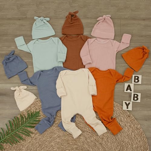 St Duo Baby Romper with Footed Beanie Hat for Newborns