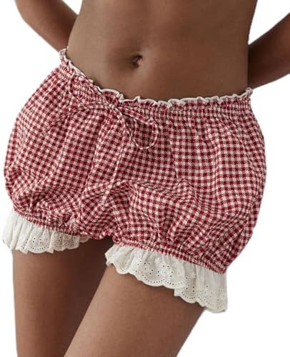 Cute Y2K Boy Shorts - Ruffle Trim Low Rise Pumpkin Pants