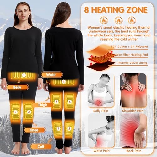 Womens Thermal Underwear with 8 Zones