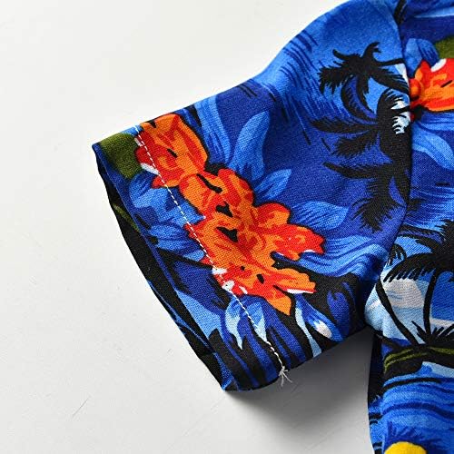 Bright comfy toddler boys short set blue Hawaiian shorts