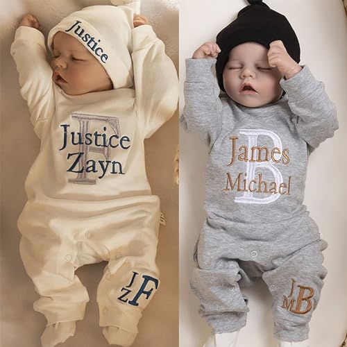 Personalized Baby Romper Gown with Embroidery for Newborns
