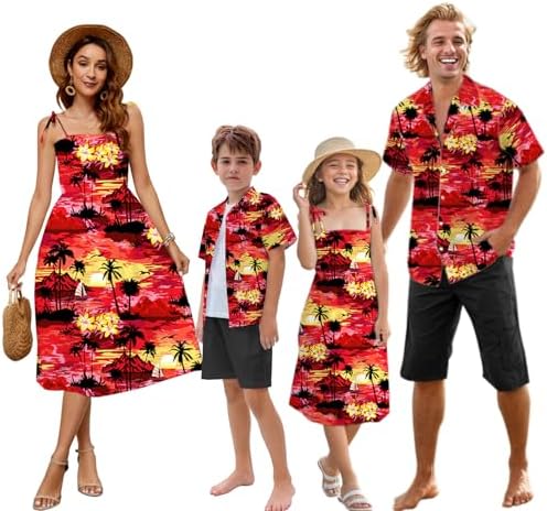 Hawaiian Family Matching Outfits for Dad Son Mom Daughter
