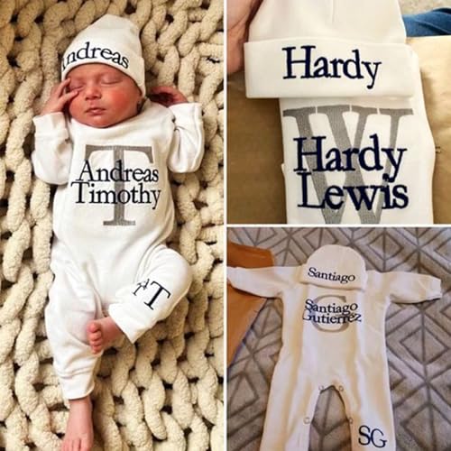 Personalized Newborn Romper Set with Name Embroidery