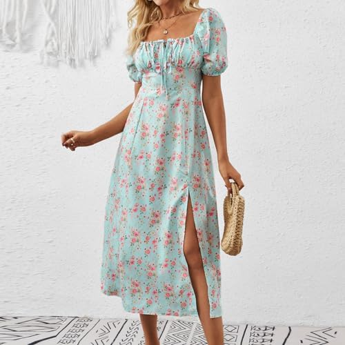 Floral Ruffle Puff Sleeve Dress