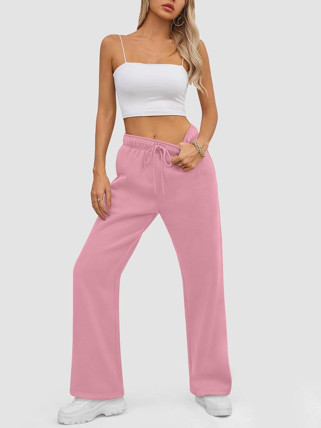ATHMILE Women Sweatpants 2025 Fleece Lined Wide Leg Joggers