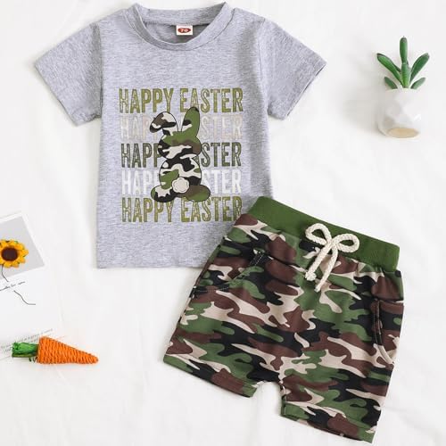 Emmababy Baby Boys Easter Outfit Camouflage Shorts Set