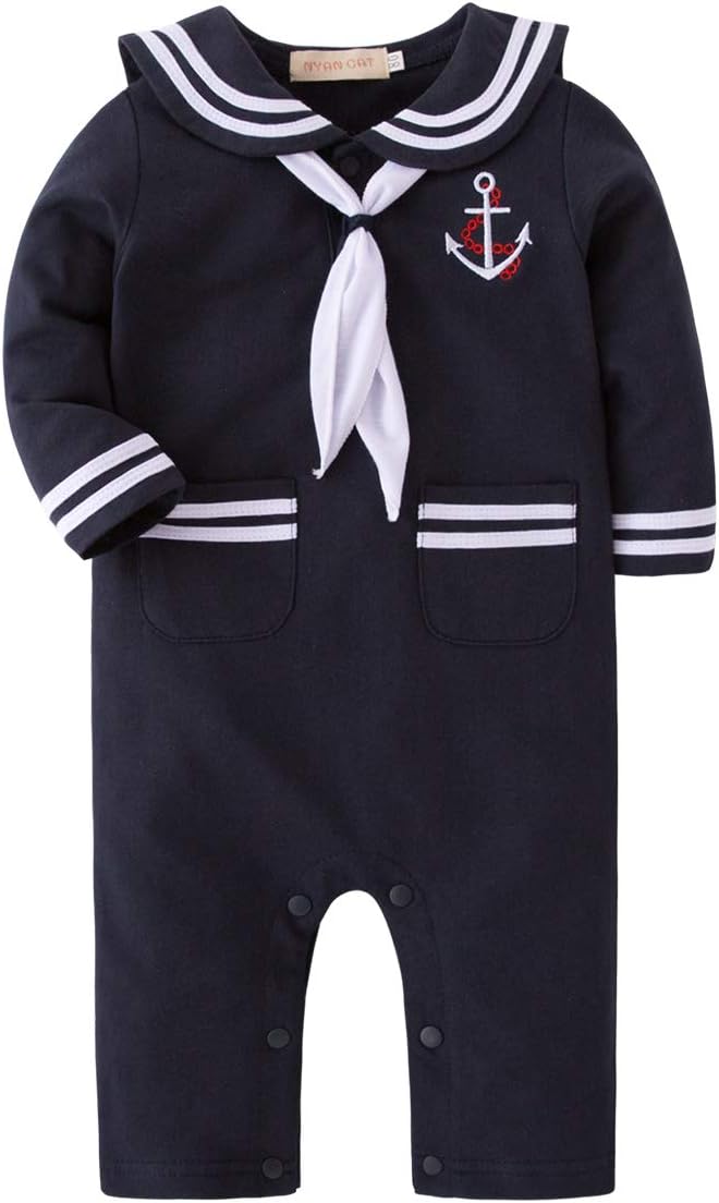 Navy Kids Sailor Stripe Romper for Boys