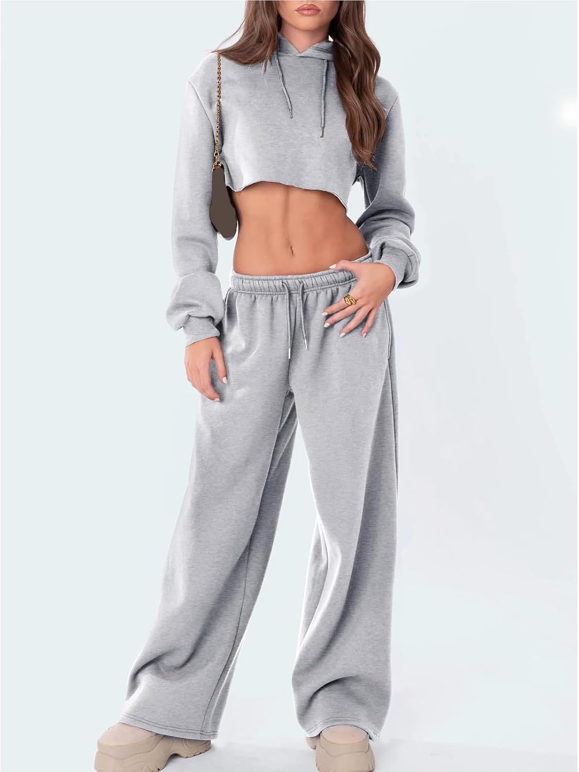 AIWPSTOIN Womens Wide Leg Elastic High Waist Sweatpants