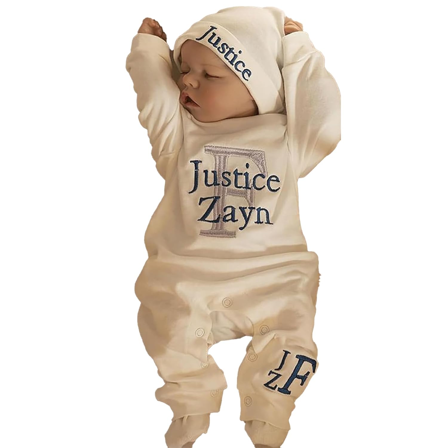 Personalized Newborn Romper Set with Name Embroidery