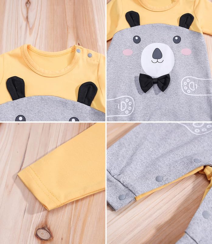 2-Pack Newborn Dinosaur Bear Print Romper Outfit for Boys Girls