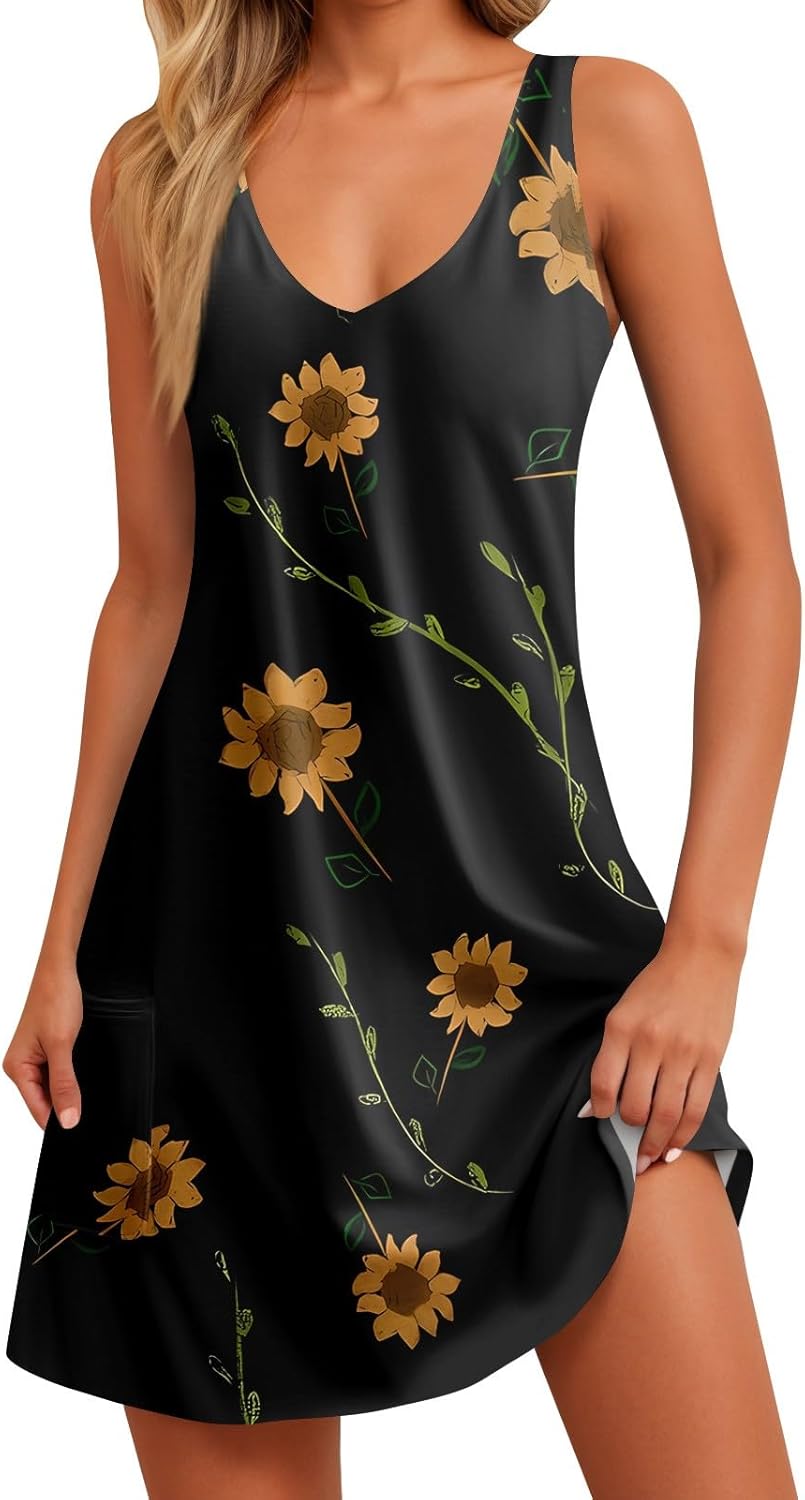 Sunflowers Boho V-Neck Sun Dress