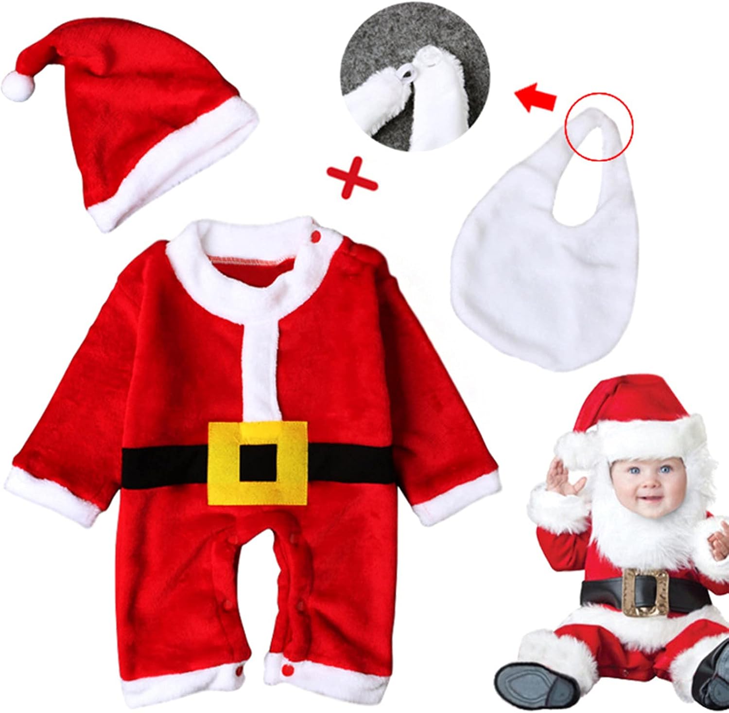 Christmas Santa Romper Set for Toddler Baby Boys Girls