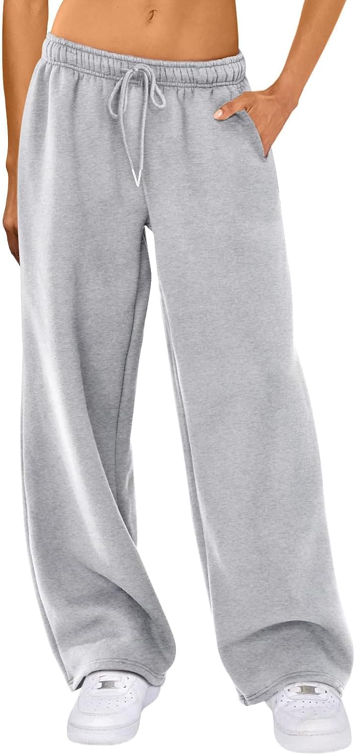 AIWPSTOIN Womens Wide Leg Elastic High Waist Sweatpants