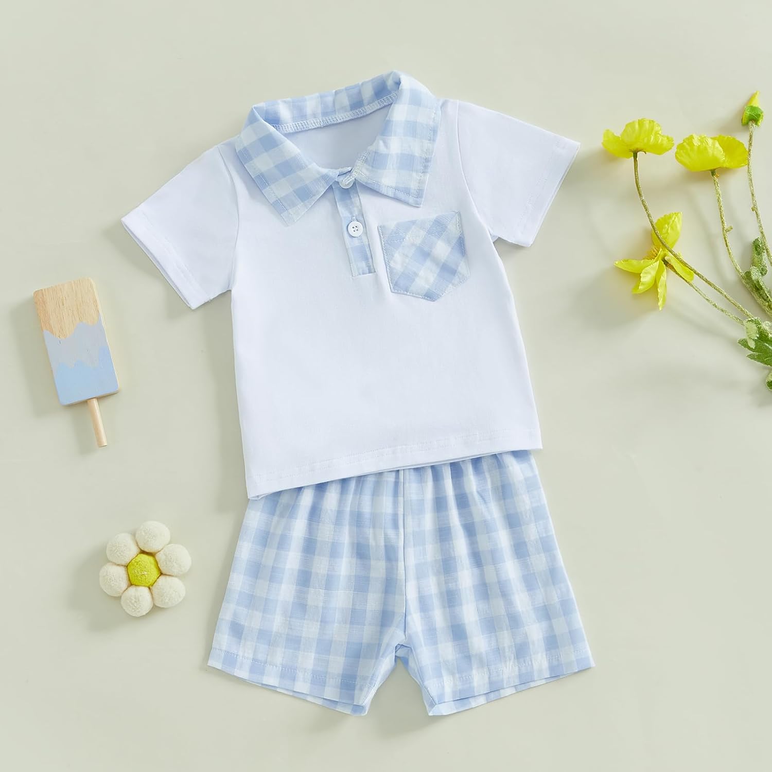 Emmababy Checkered Toddler Outfit Boys