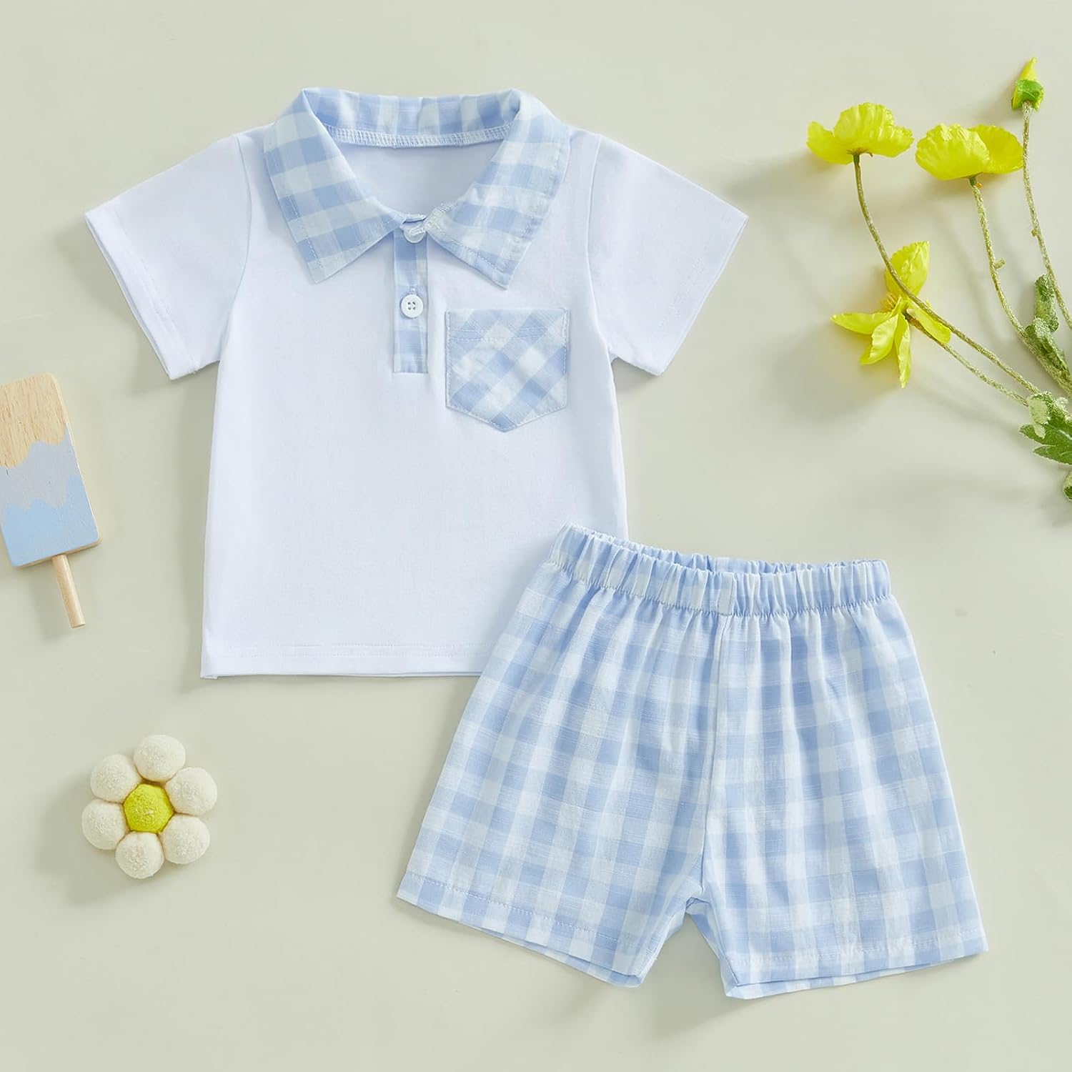Emmababy Checkered Toddler Outfit Boys