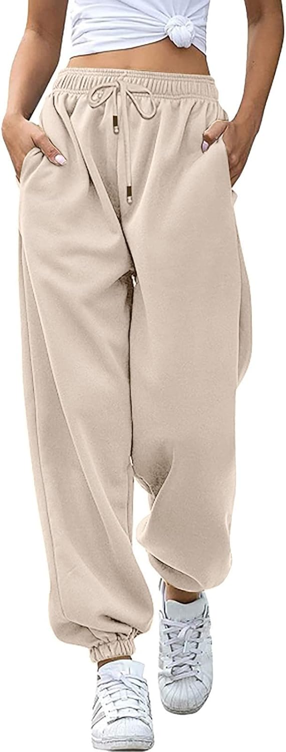 High Waist Comfortable Grey Sweatpants for Teen Girls