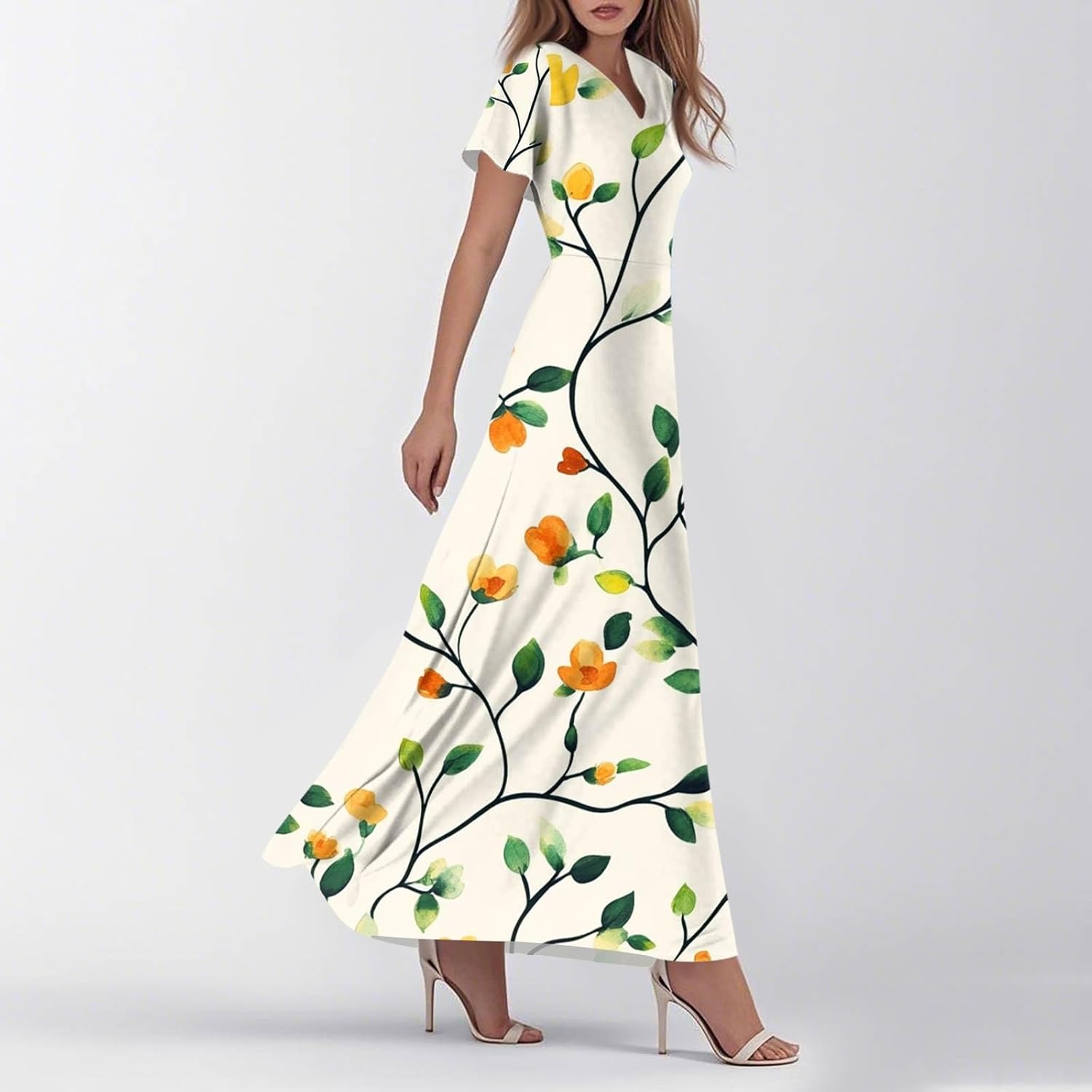 Stylish Printed V-Neck Summer Tunic Dress