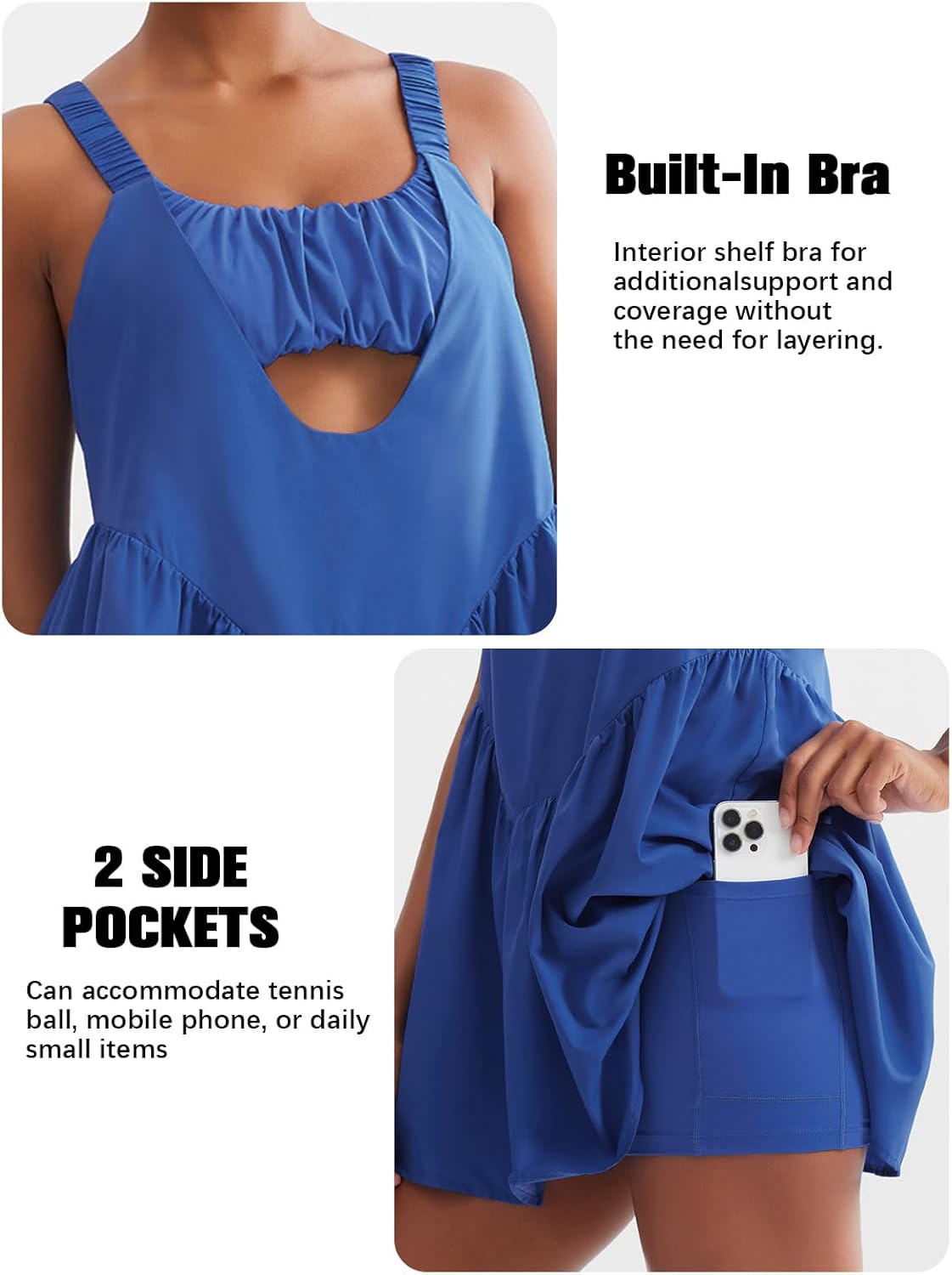 Sexyasasii Women Tennis Dress with Built-in Shorts and Bra