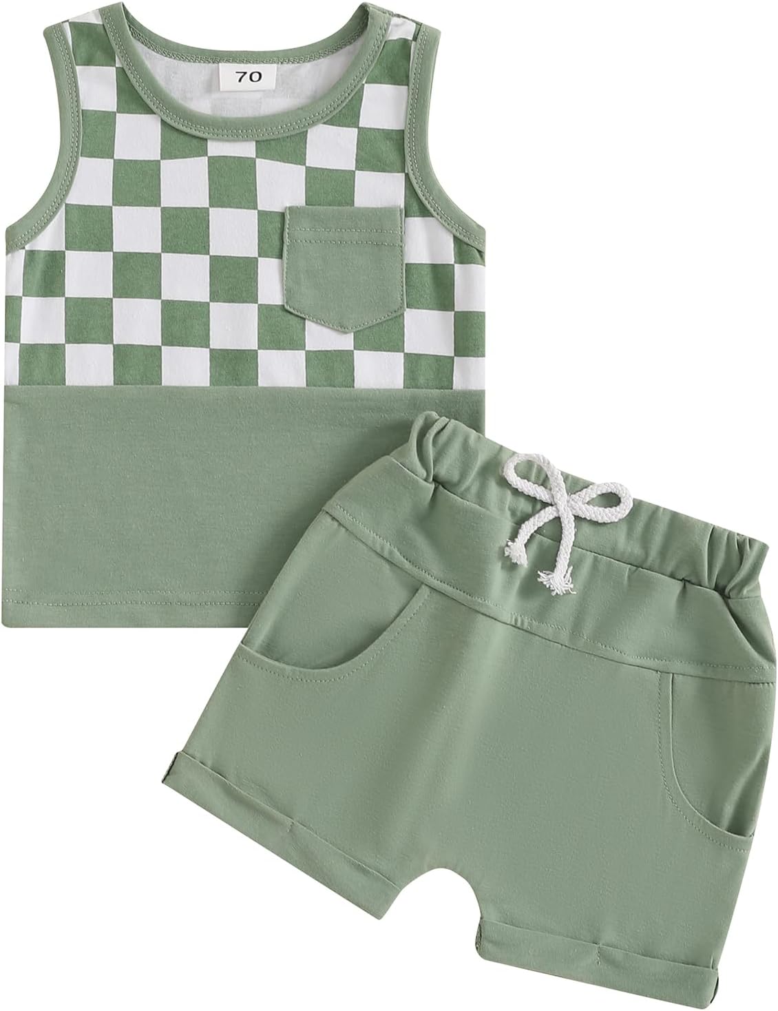 Canis Summer Comfort Set for Toddlers Trendy Checkerboard Tank Shorts