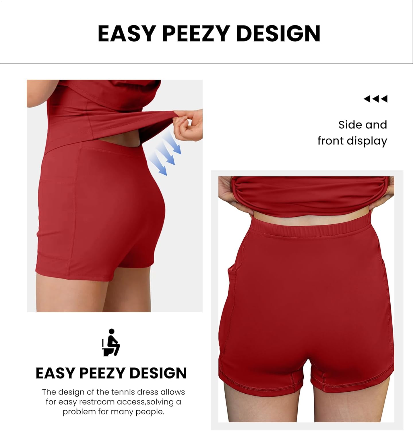Womens Sporty Tennis Dress with Built-in Shorts