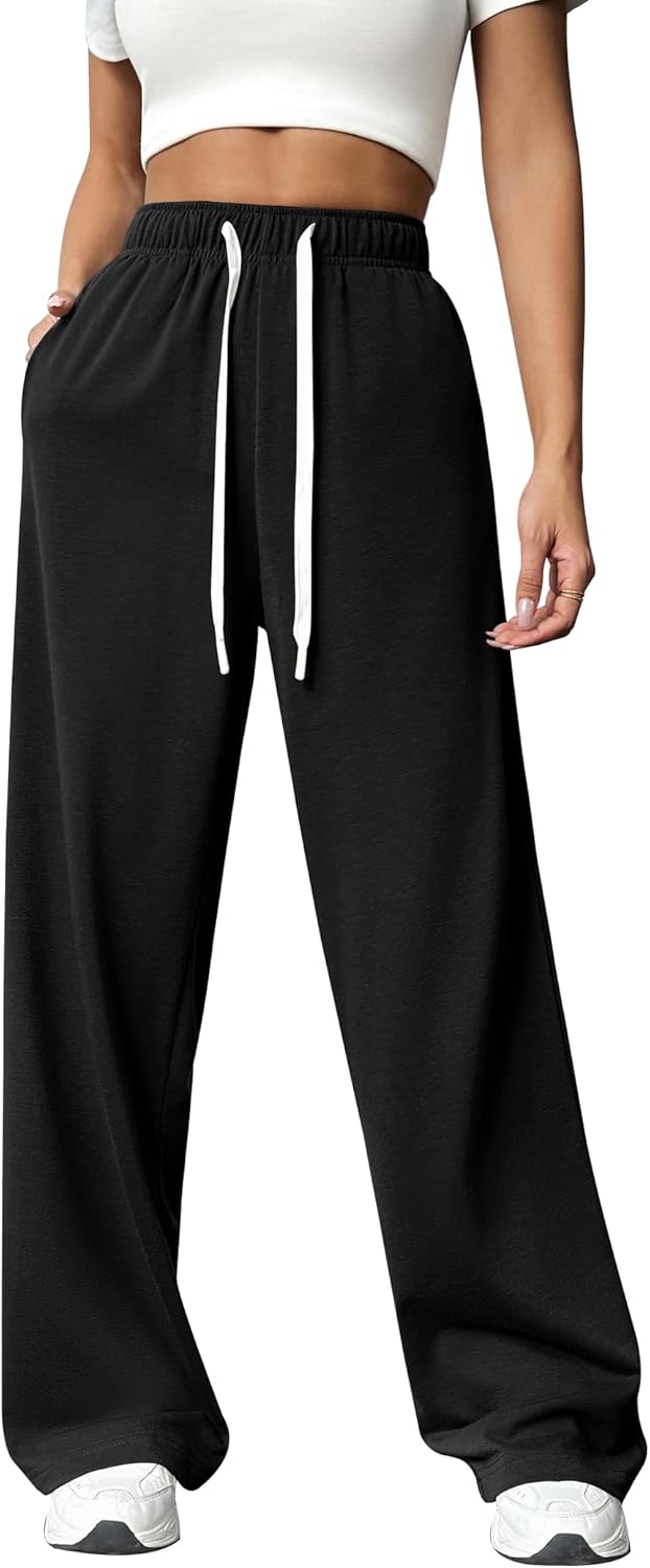 Comfort Style PINSPARK Wide Leg Sweat Pants for Women
