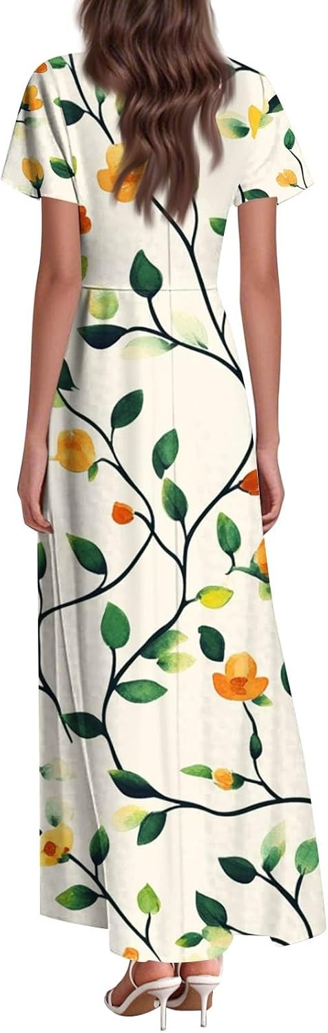 Stylish Printed V-Neck Summer Tunic Dress
