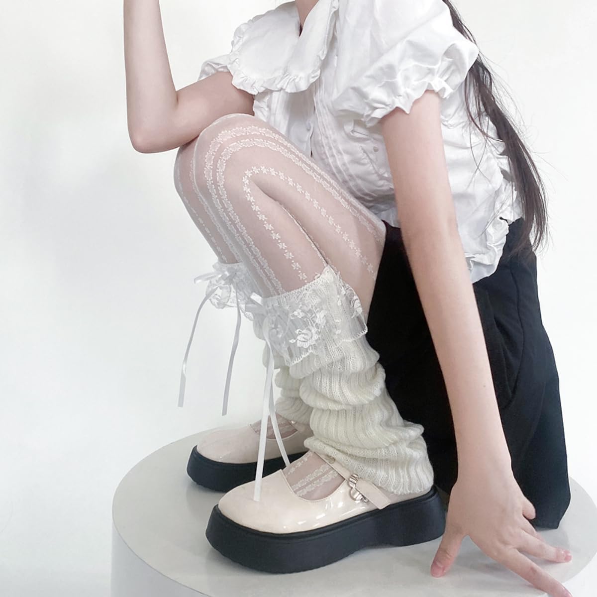 Y2K Knitted Leg Warmers for Women Kawaii Design