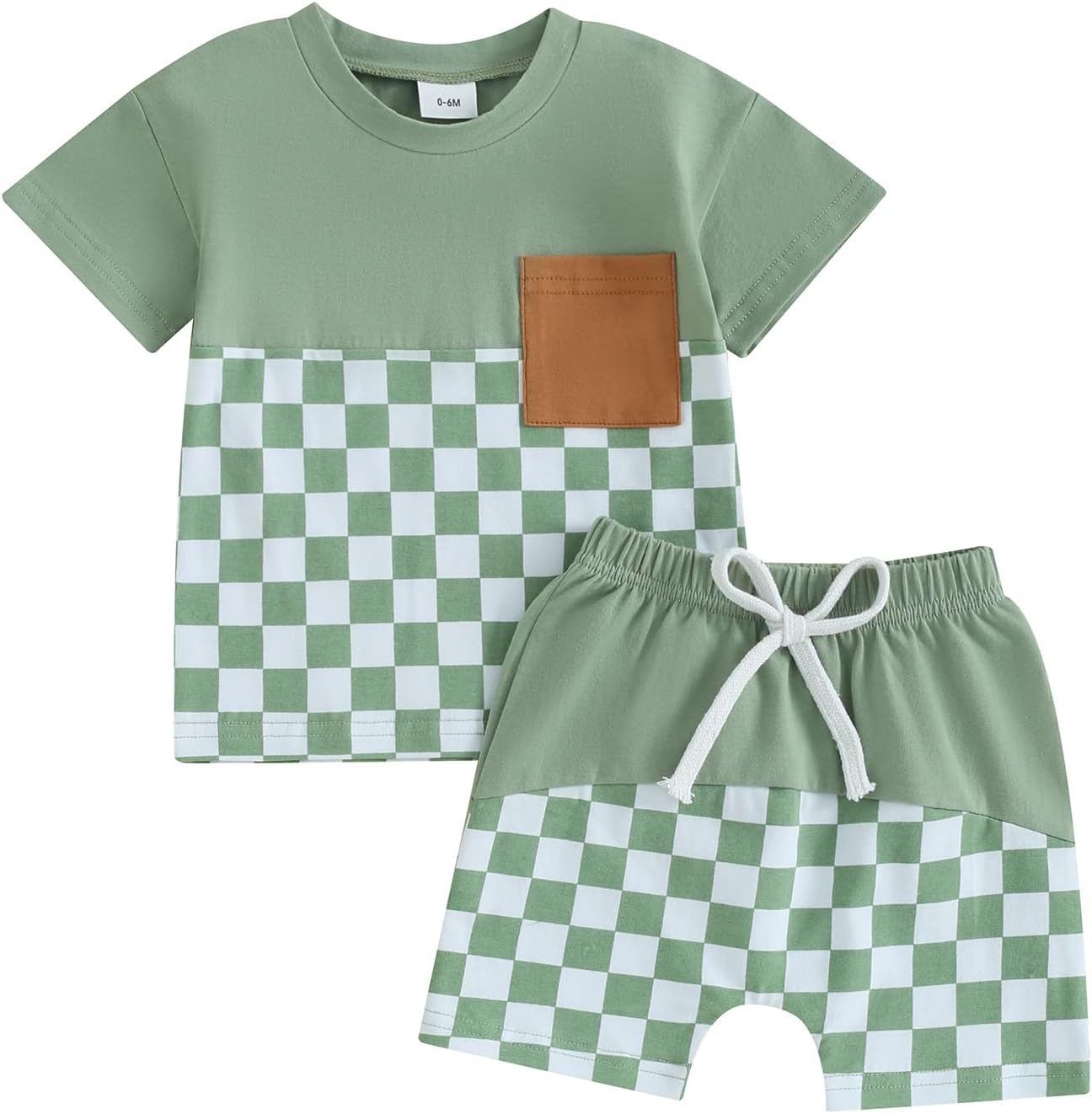 Trendy Checkerboard Summer Set Soft Breathable Elastic Waistband for Baby Boys
