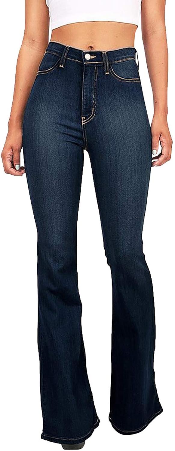 FZVYD Womens Retro High-Waisted Flared Boyfriend Jeans