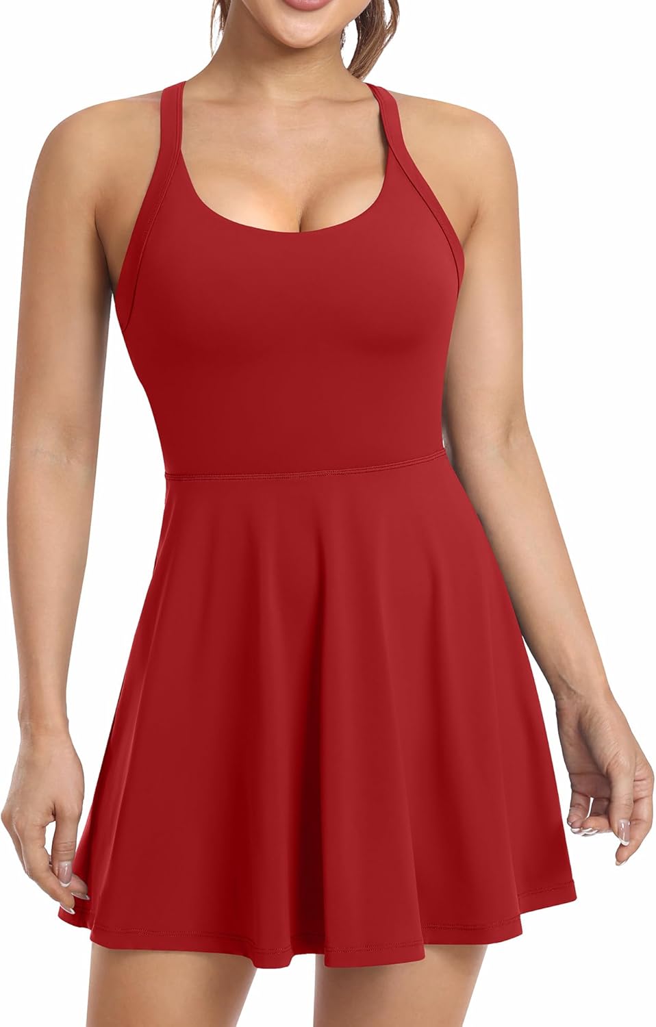 Womens Sporty Tennis Dress with Built-in Shorts
