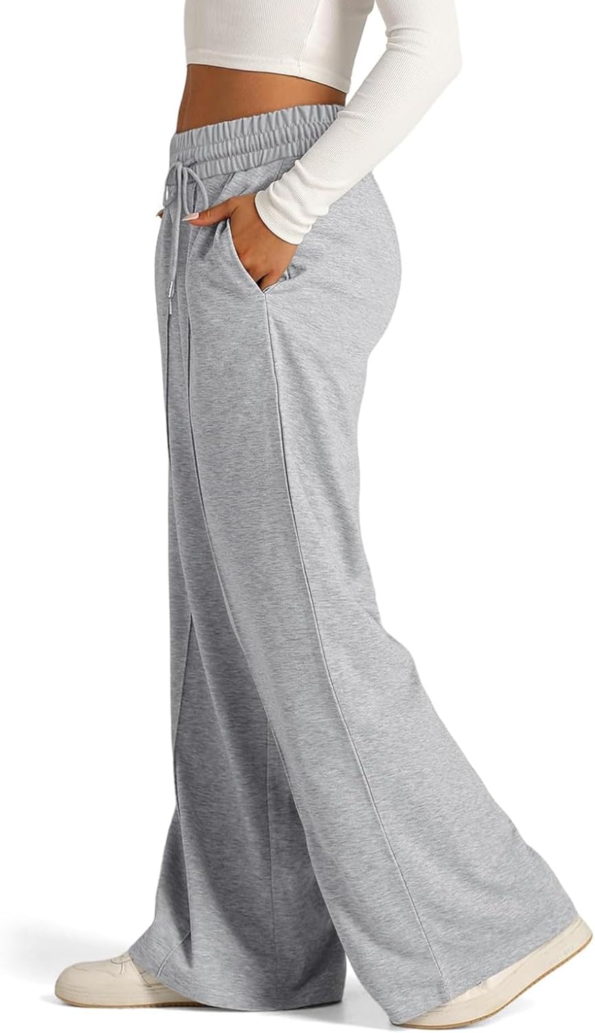 Y2K Wide Leg Joggers for Women - Casual High Waisted with Drawstring Pockets