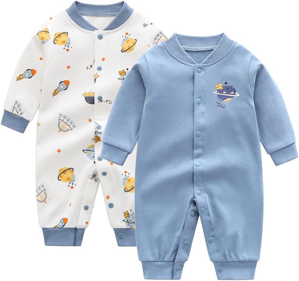 2-Pack Cotton Rompers for Newborn Boys