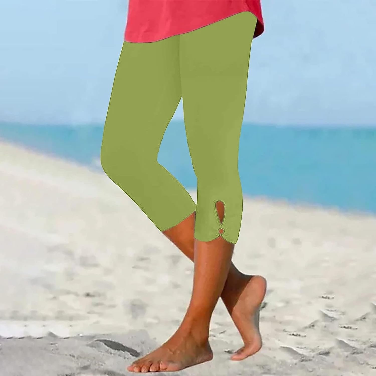 HIGH WAIST STRETCH Fabric Compression Casual Workout Capri Leggings