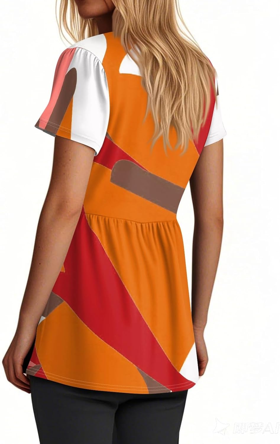 Womens V-Neck Pleated Peplum Tunic