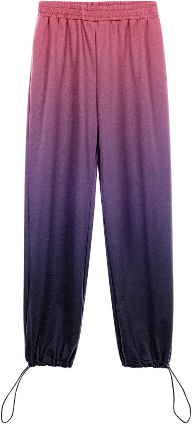 Boho Straight High Waist Womens Sweatpants with Pockets