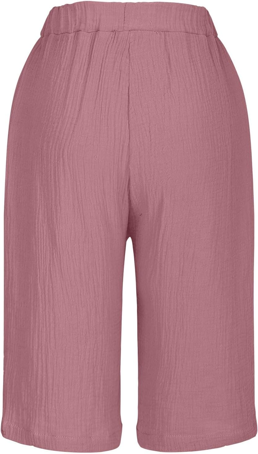 AboutYes Women 2025 Summer High Waist Bermuda Shorts with Pockets