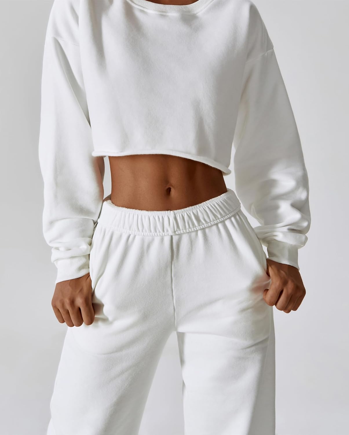 Warm Comfy Womens Fleece Lined Wide Leg Sweatpants